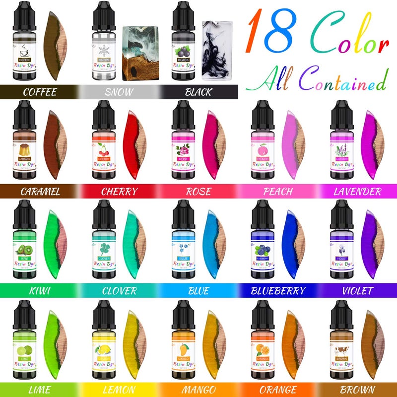 Limino Epoxy Resin Pigment - 18 Colors Epoxy UV Resin Dye Liquid Transparent for UV Glue Coloring, DIY Jewelry Making - Concentrated Epoxy Colorant for Art, Paint, Crafts - 0.35 oz/10ml Each - Image 2